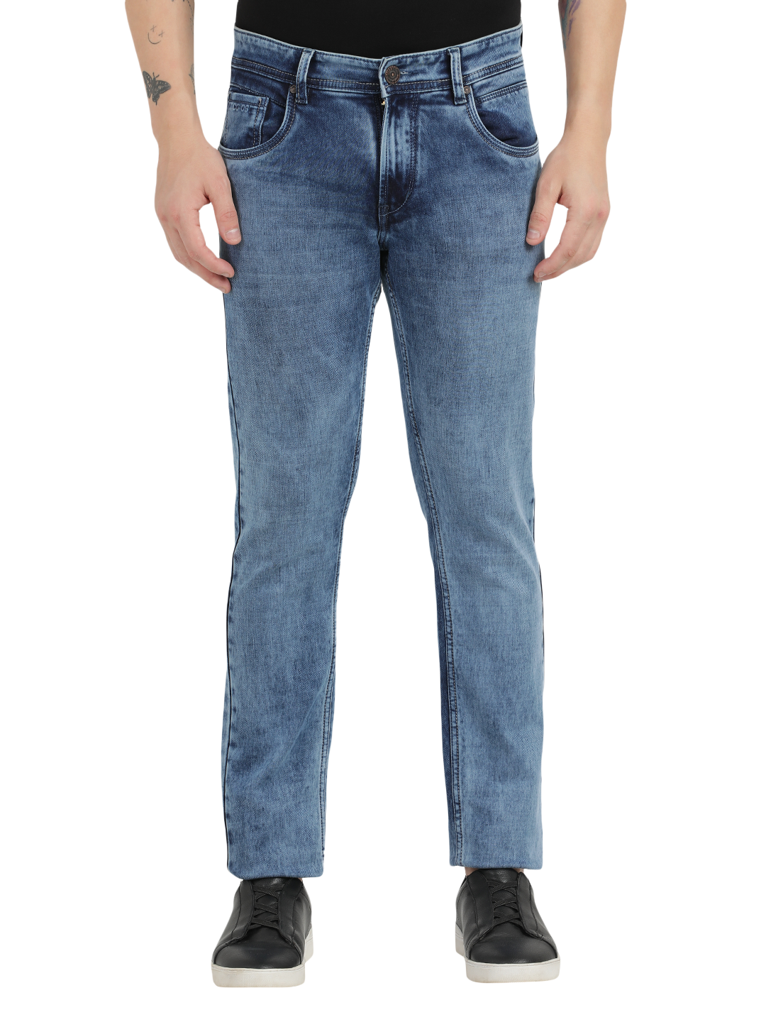 Aqua Blue Faded Skinny Fit Jeans