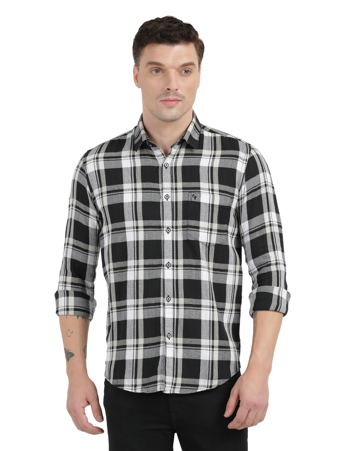 Black and White Checkered Casual Shirt