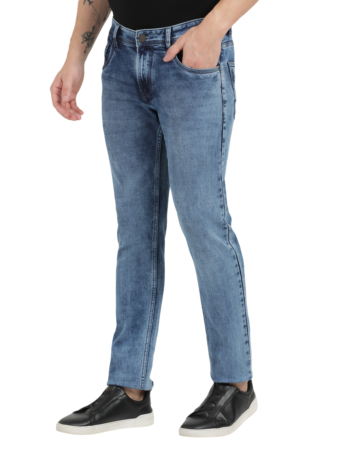 Aqua Blue Faded Skinny Fit Jeans