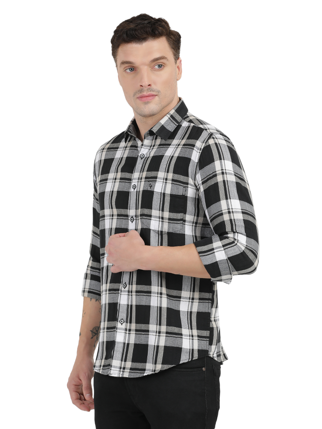 Black and White Checkered Casual Shirt