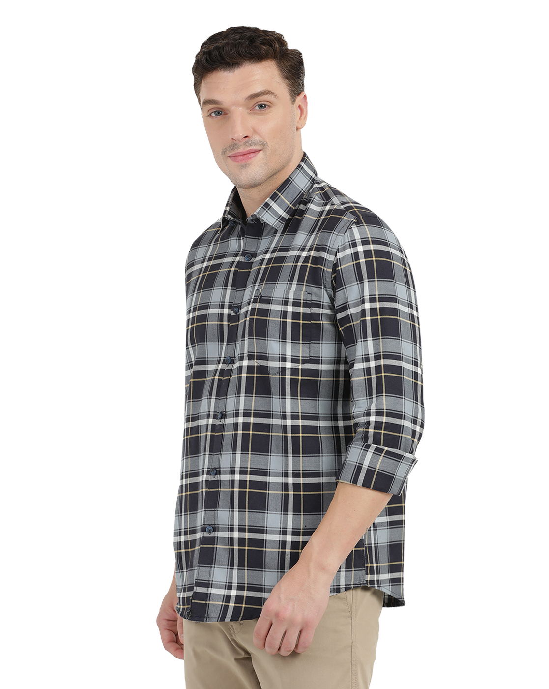 Black with White Checked Casual Shirt