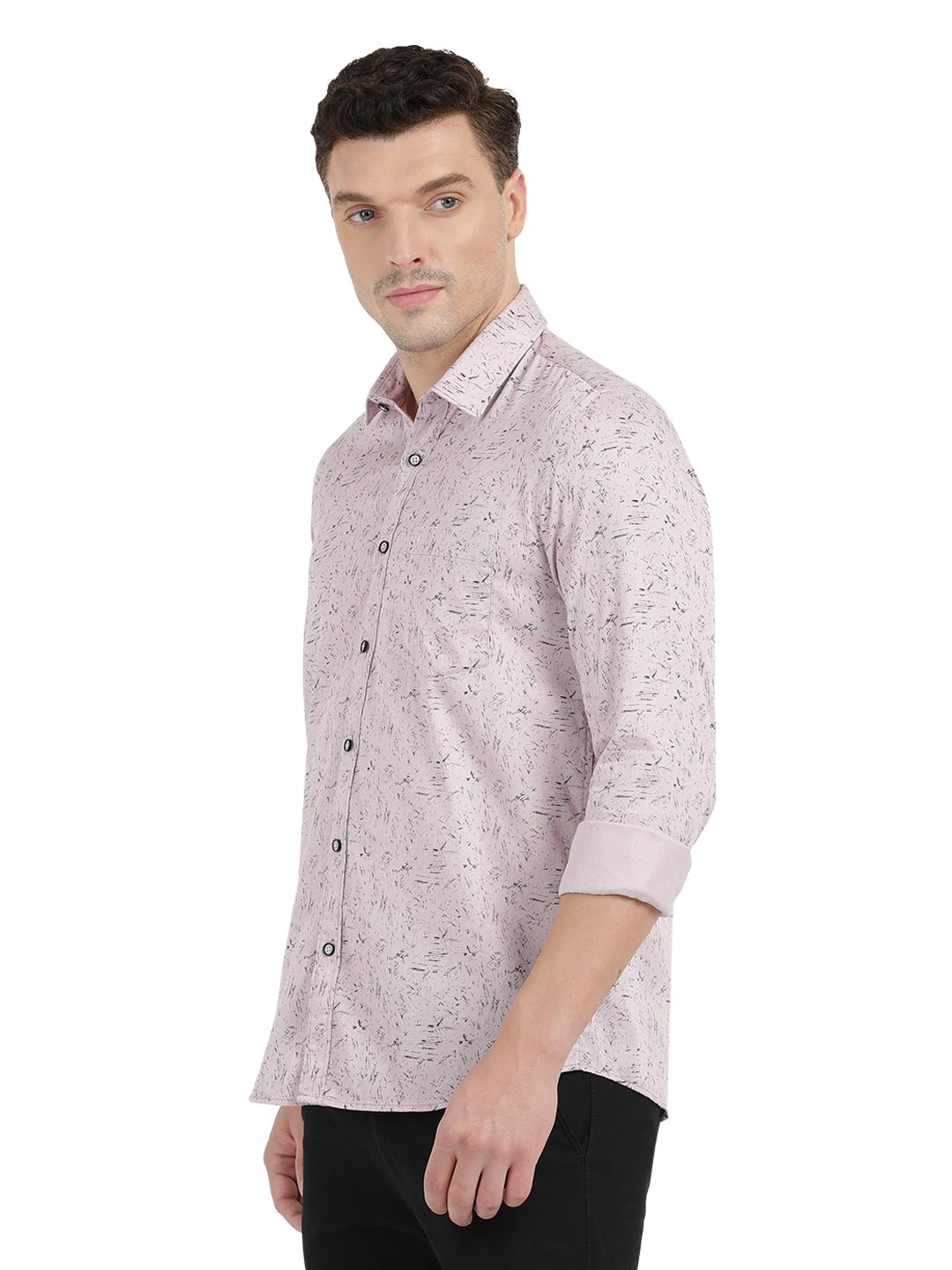 Beige with Black Printed Casual Shirt