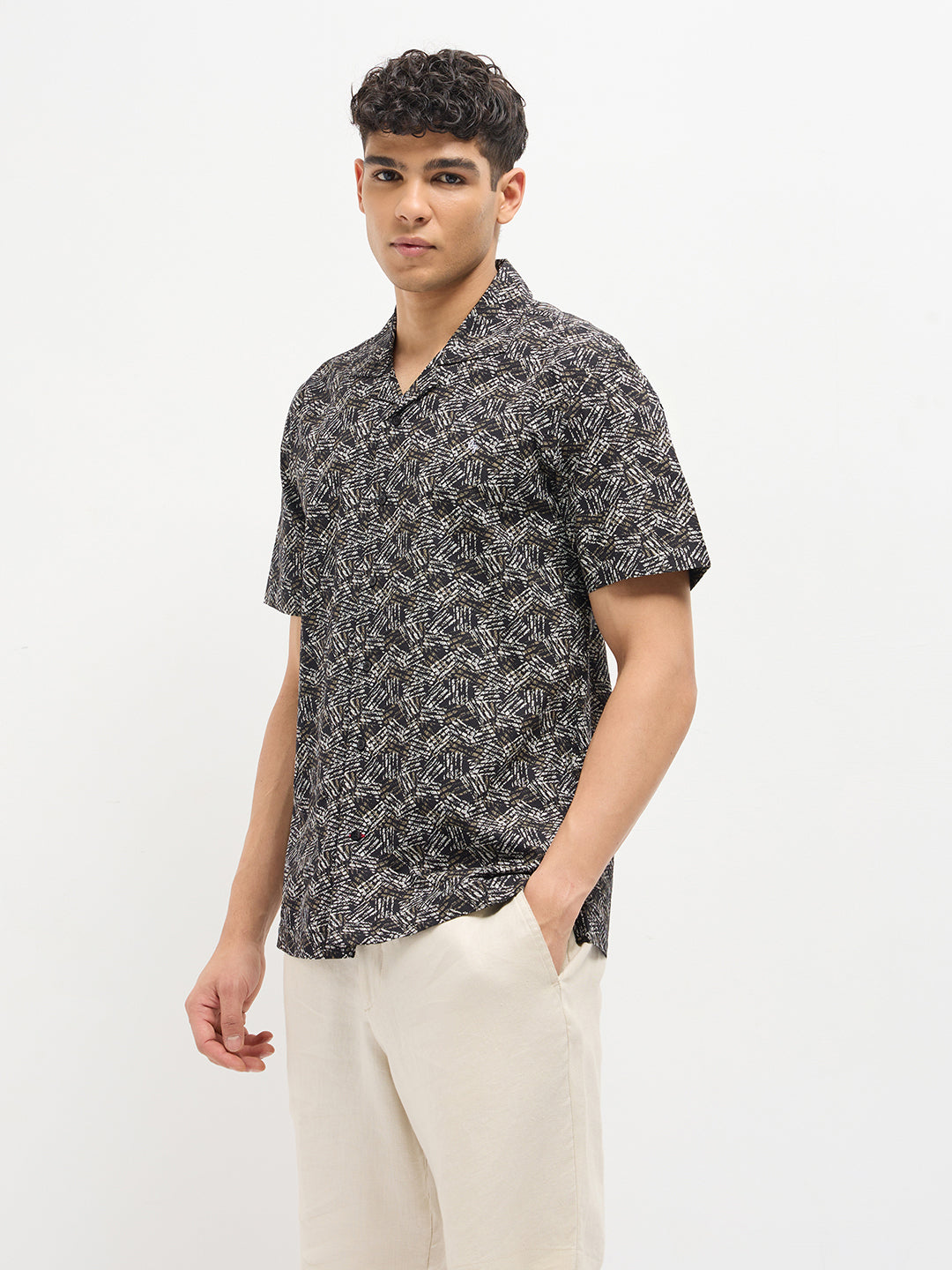 Black Abstract Printed Casual Shirt