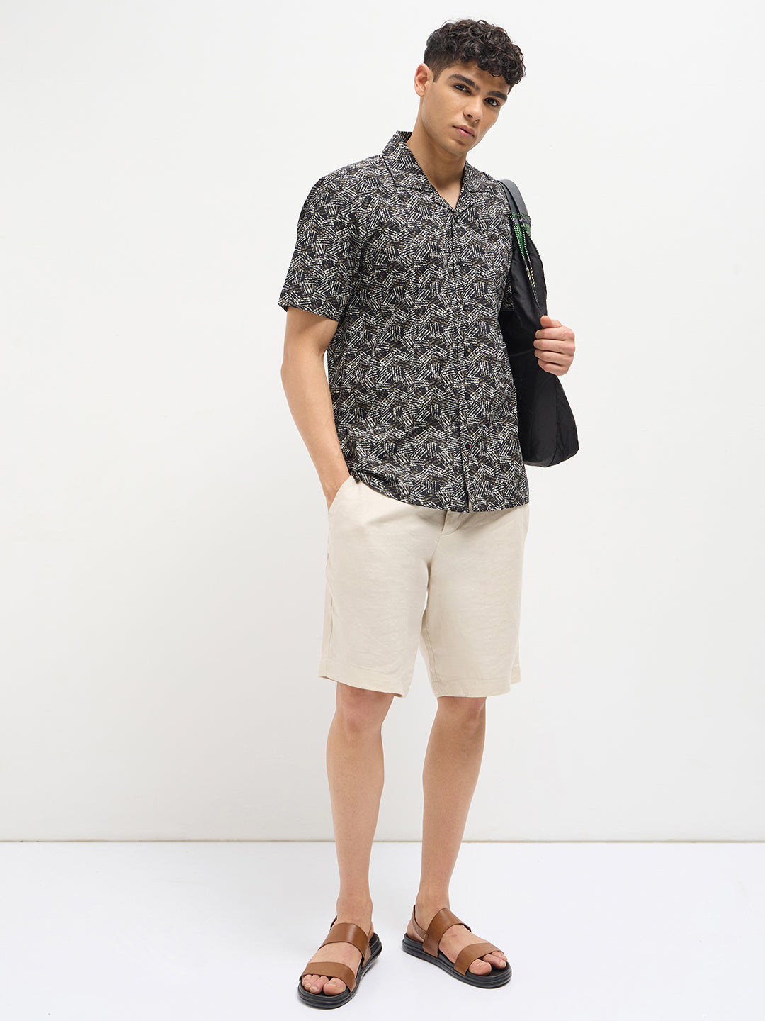 Black Abstract Printed Casual Shirt