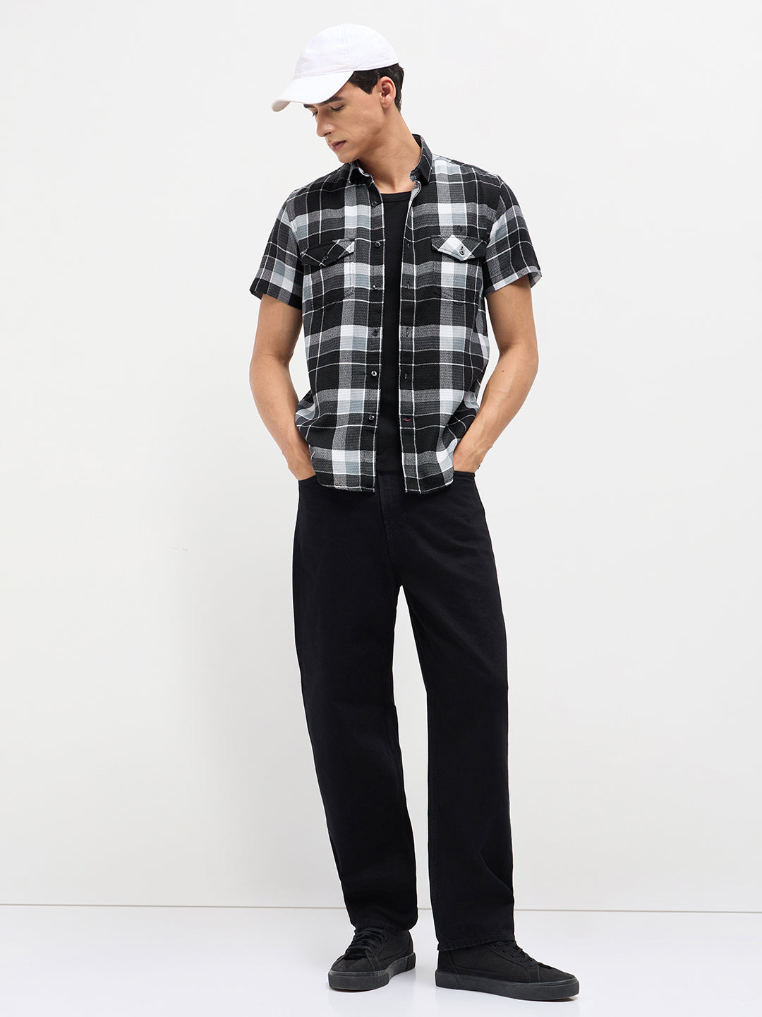 Black Checked Casual Shirt