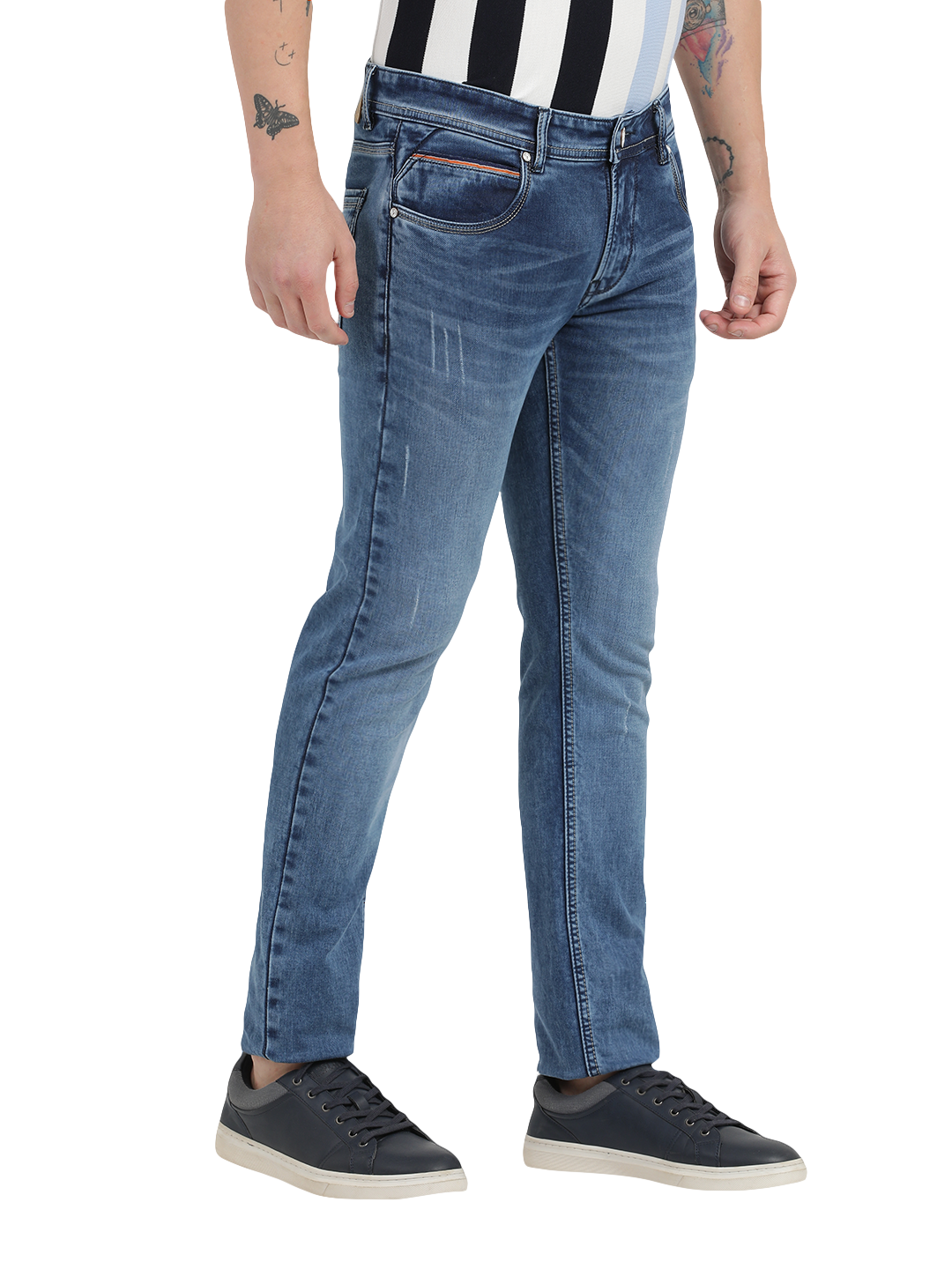 Steel Blue Faded Skinny Fit Jeans