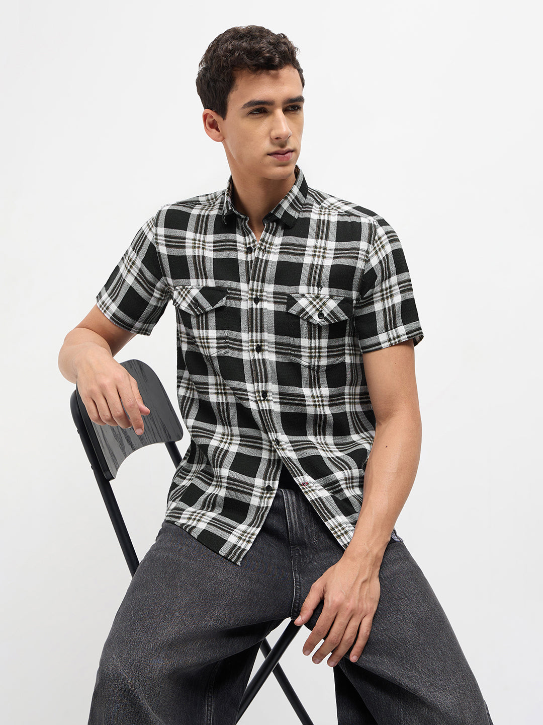 Black Checked Casual Shirt