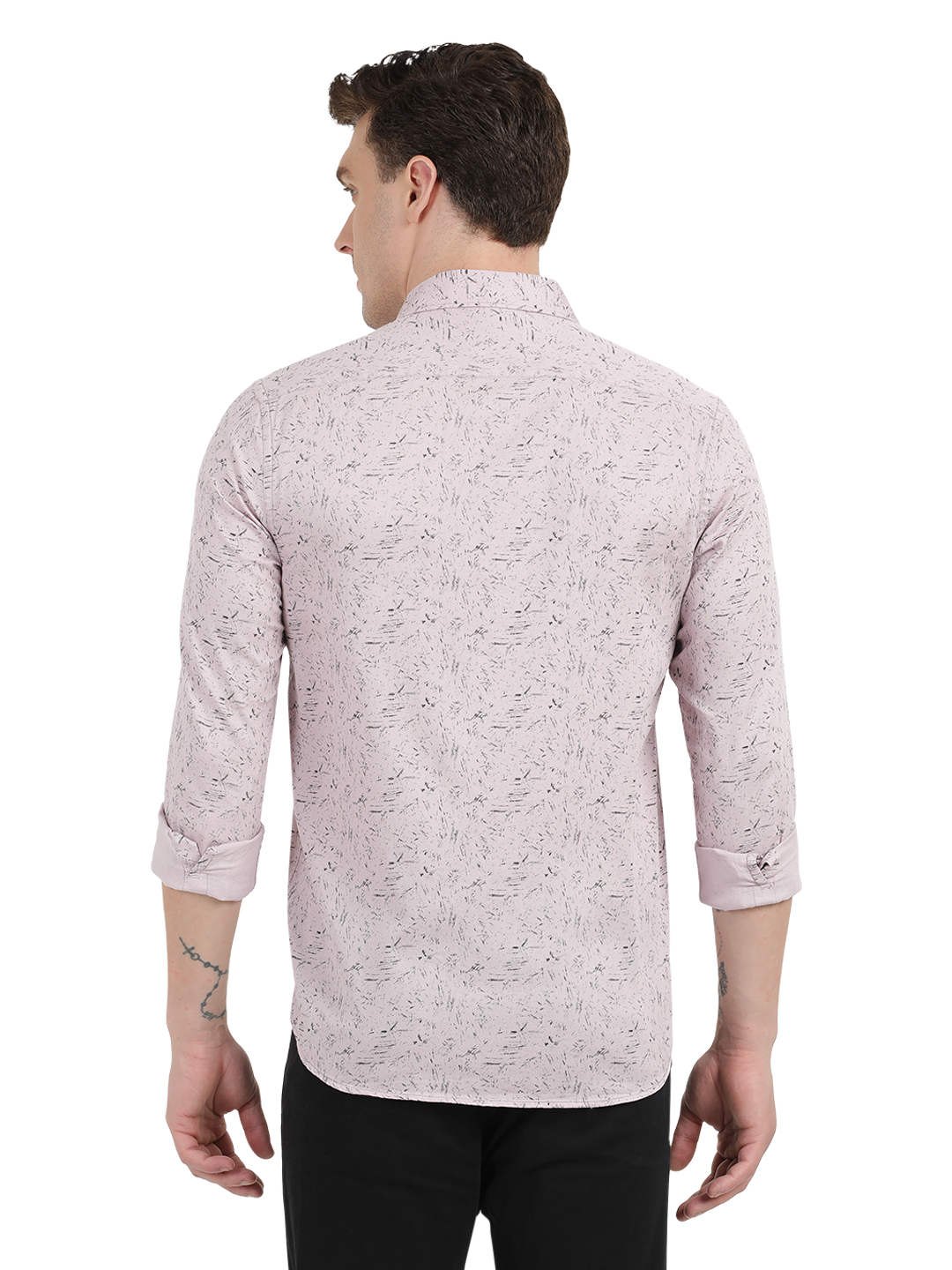 Beige with Black Printed Casual Shirt