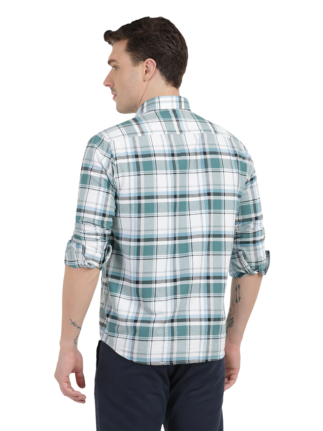 White with Blue Checked Casual Shirt