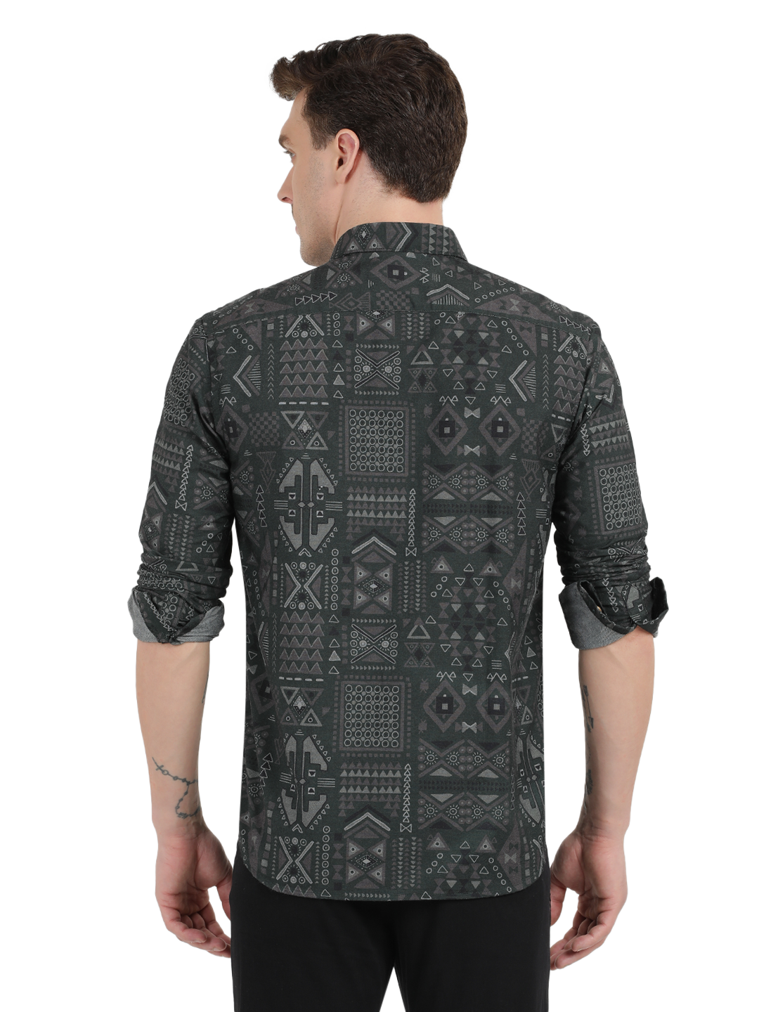 Black with Grey Printed Casual Shirt