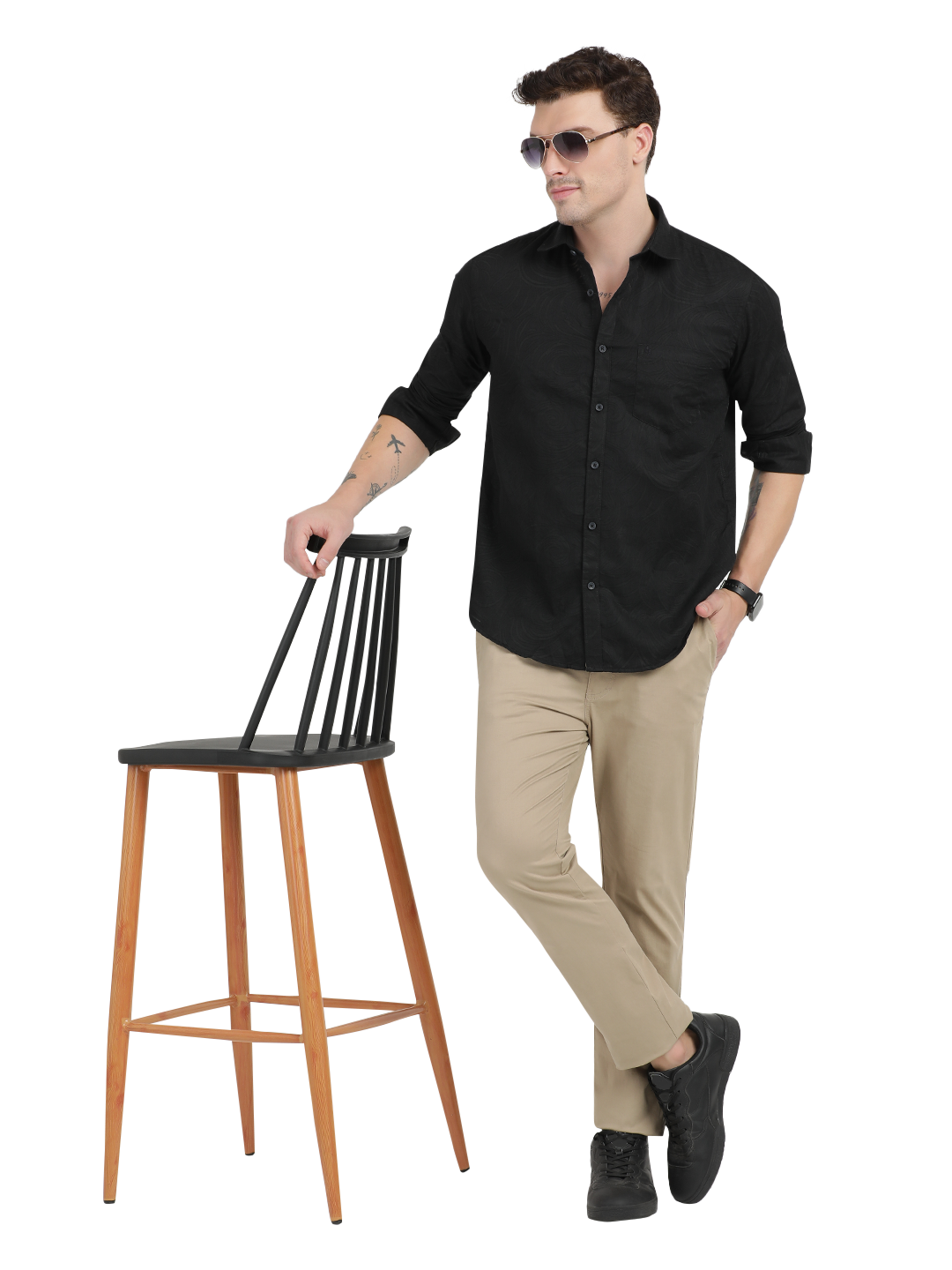 Black Printed Casual Shirt