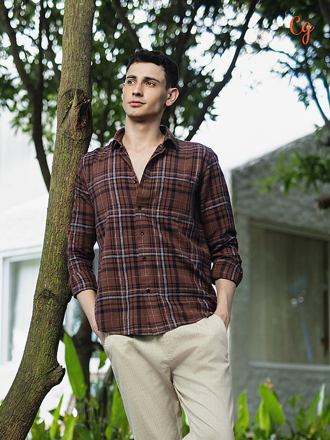 Brown Checked Casual Shirt