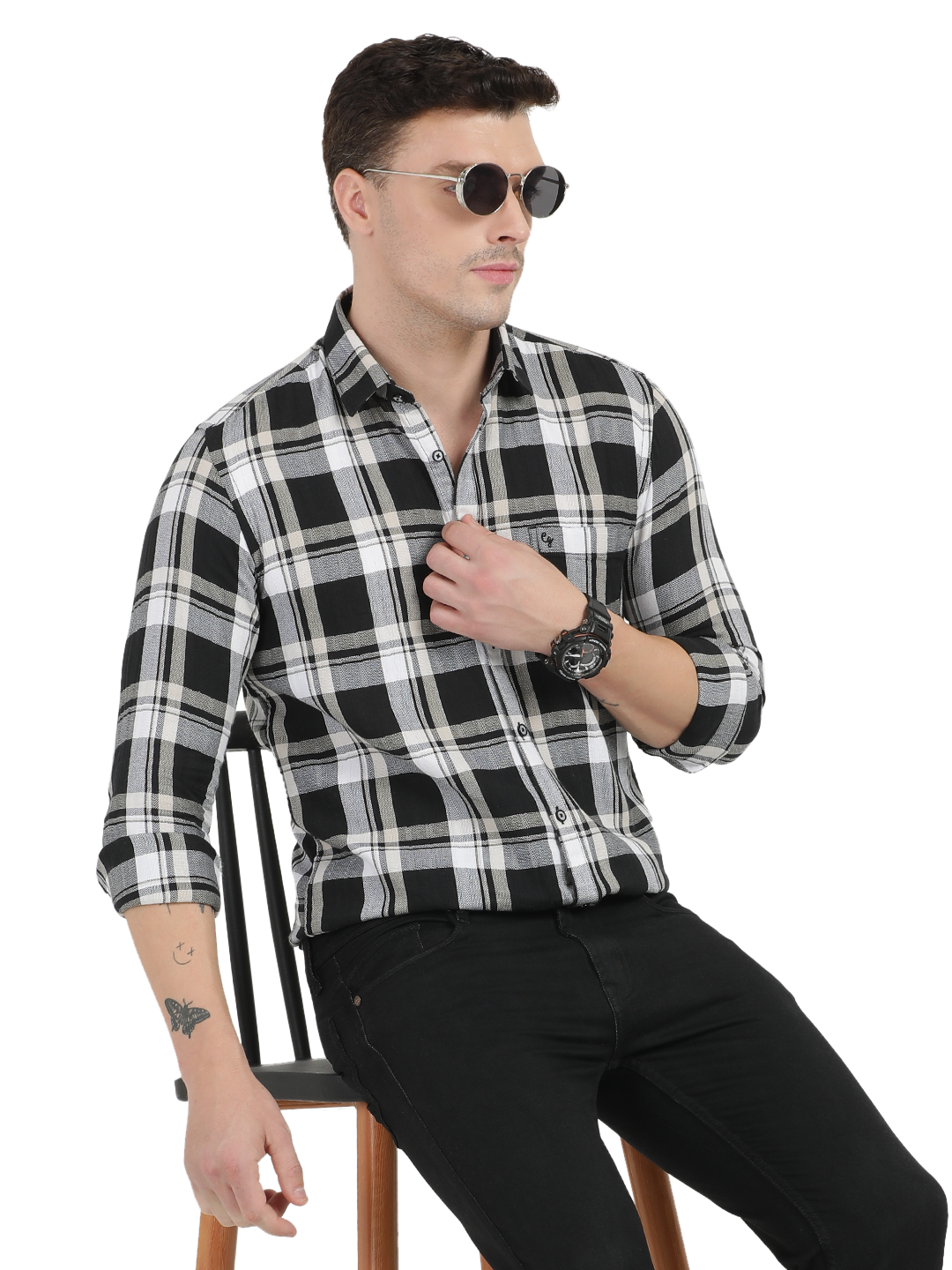Black and White Checkered Casual Shirt