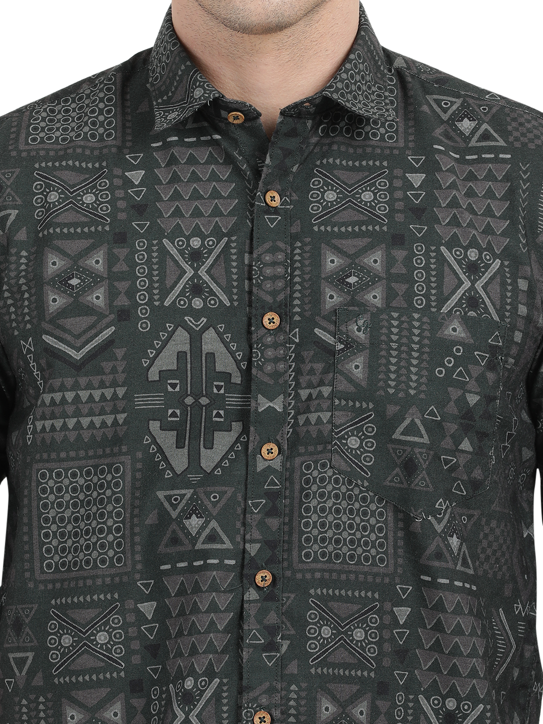 Black with Grey Printed Casual Shirt
