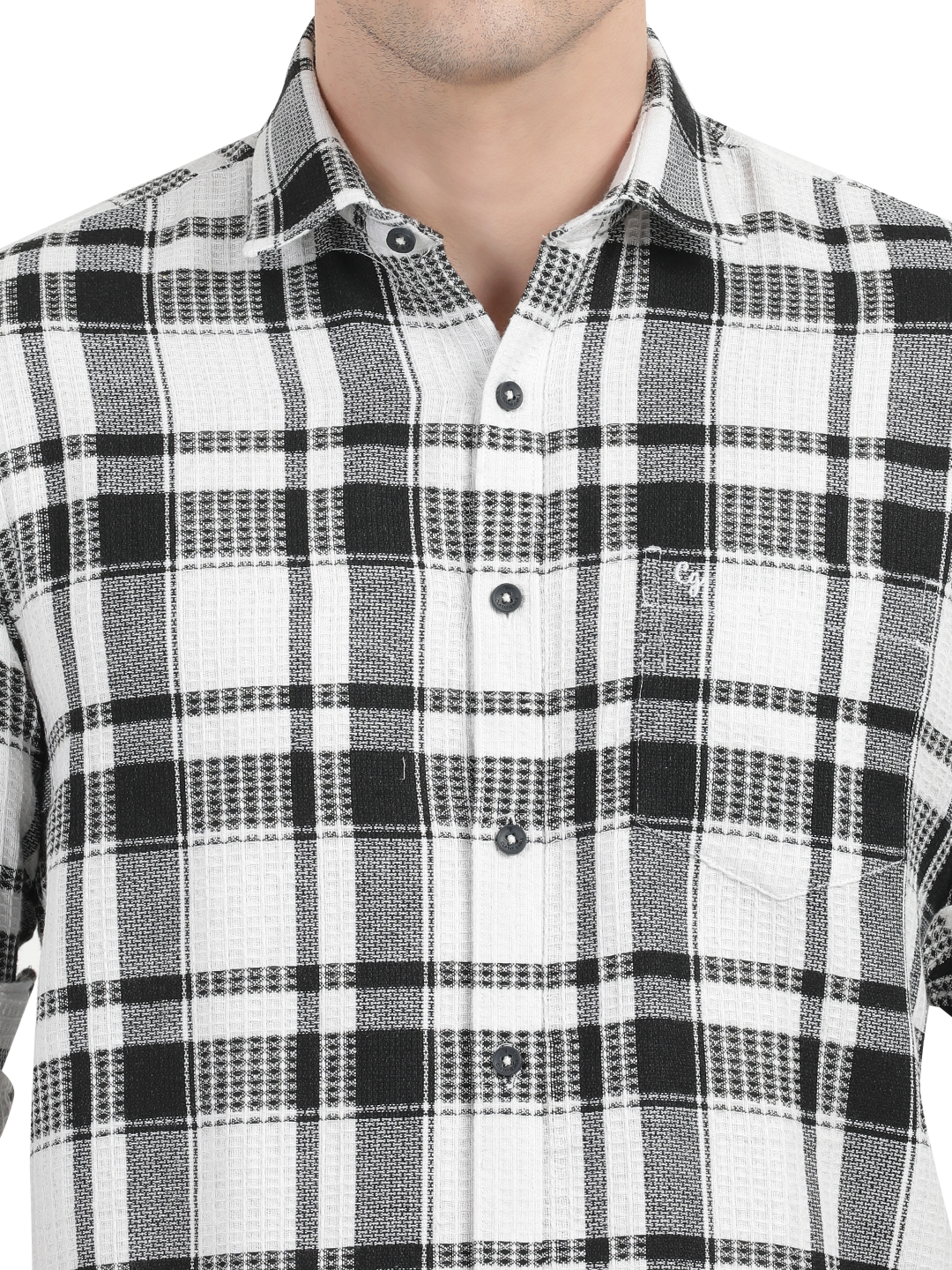 White with Black Checked Casual Shirt