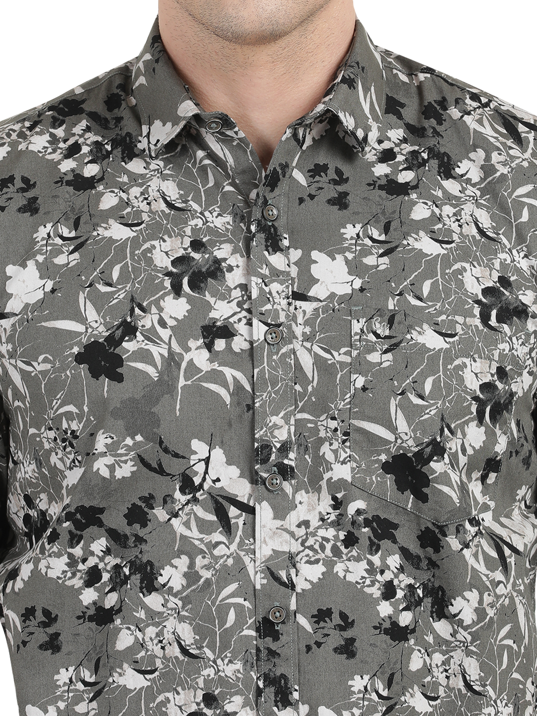 Grey with White and Black Casual Shirt