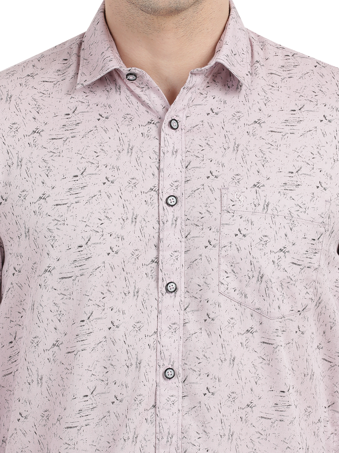 Beige with Black Printed Casual Shirt