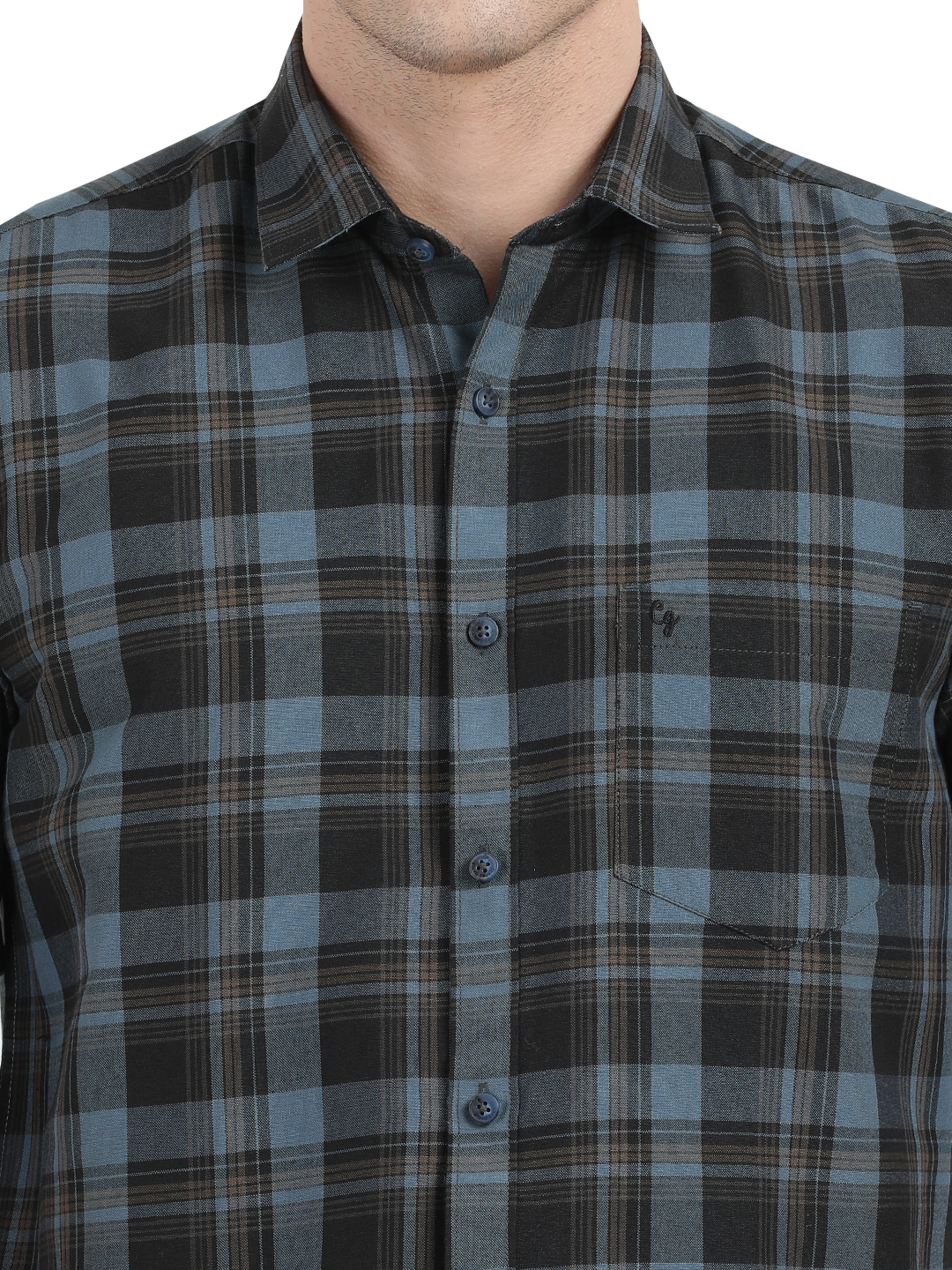 Blue with Black and yellow Checked Casual Shirt