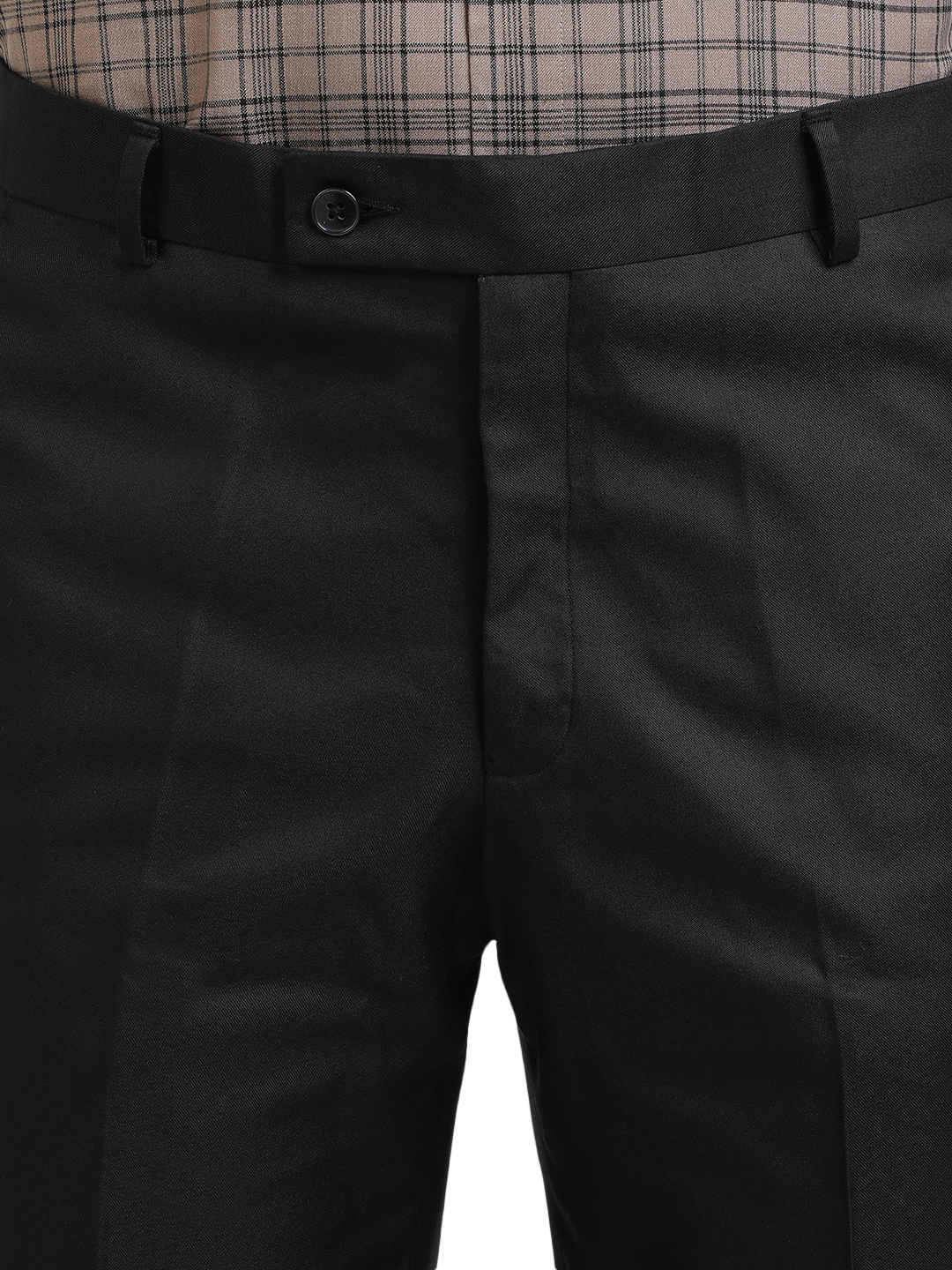 Model wearing Clarke Gable's Black Sharp Fit Trousers in a casual setting