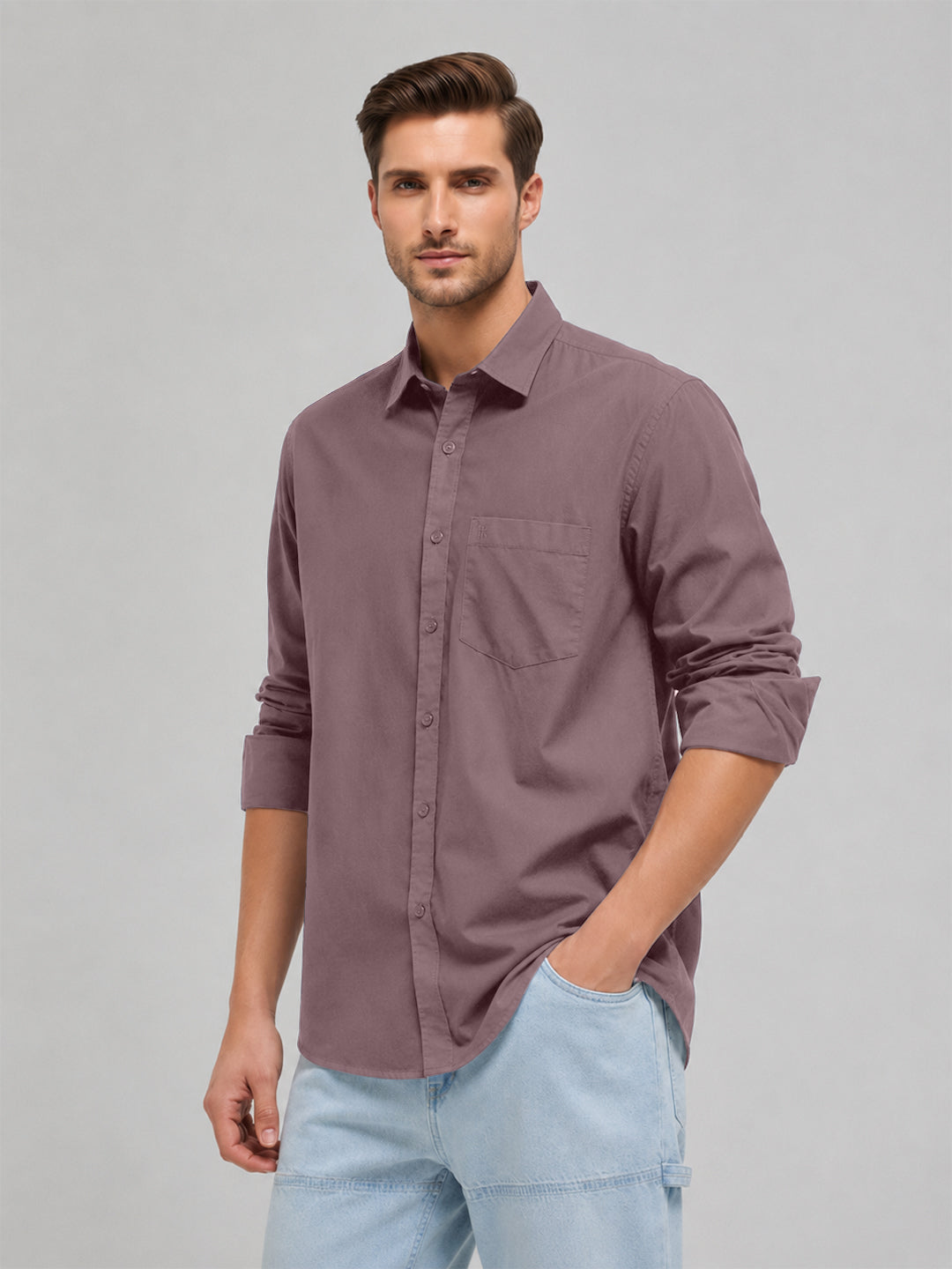 Ashen Rose Plain Casual Shirt