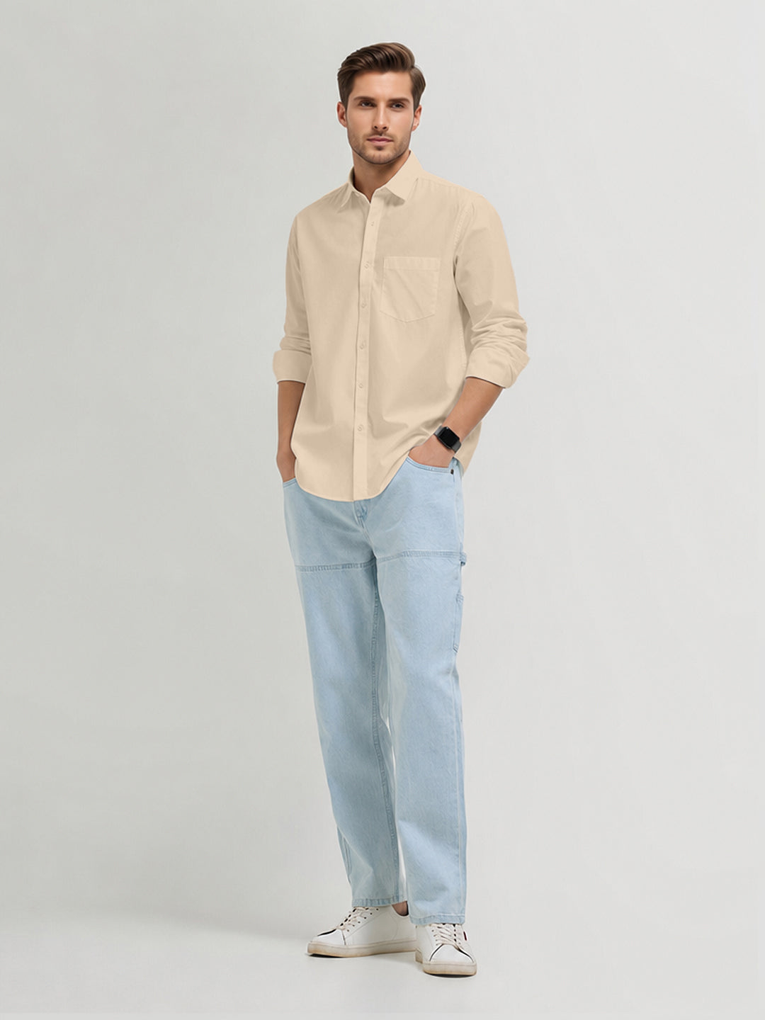 Dune Cream Plain Casual Shirt