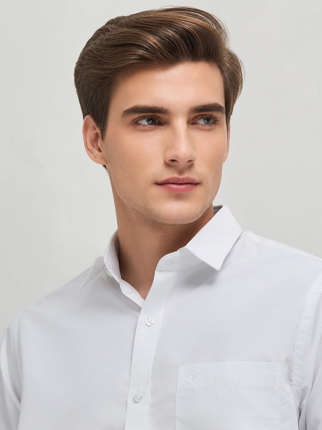 Ivory White Textured Formal Shirt