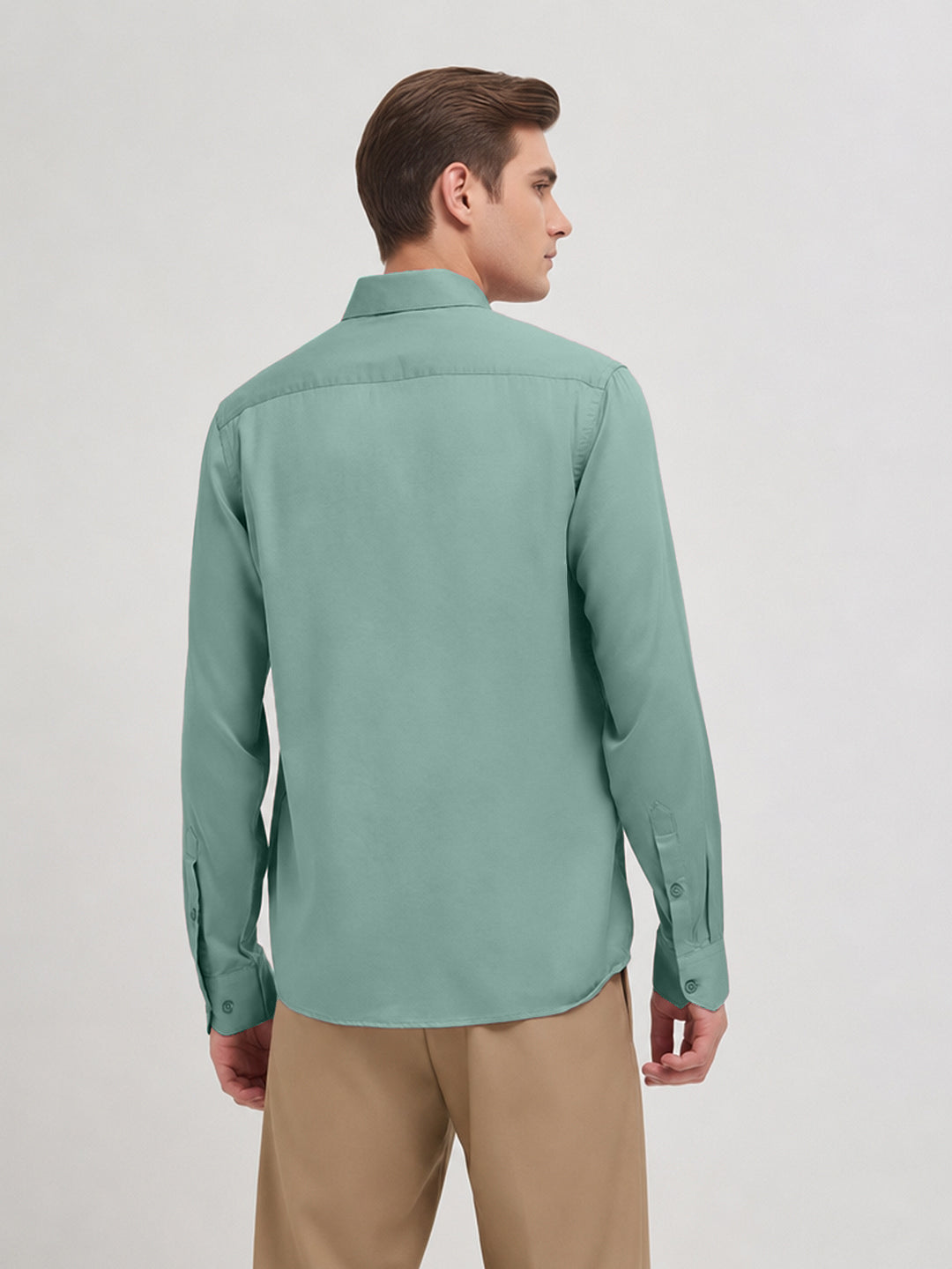 Muted Green Plain Casual Shirt