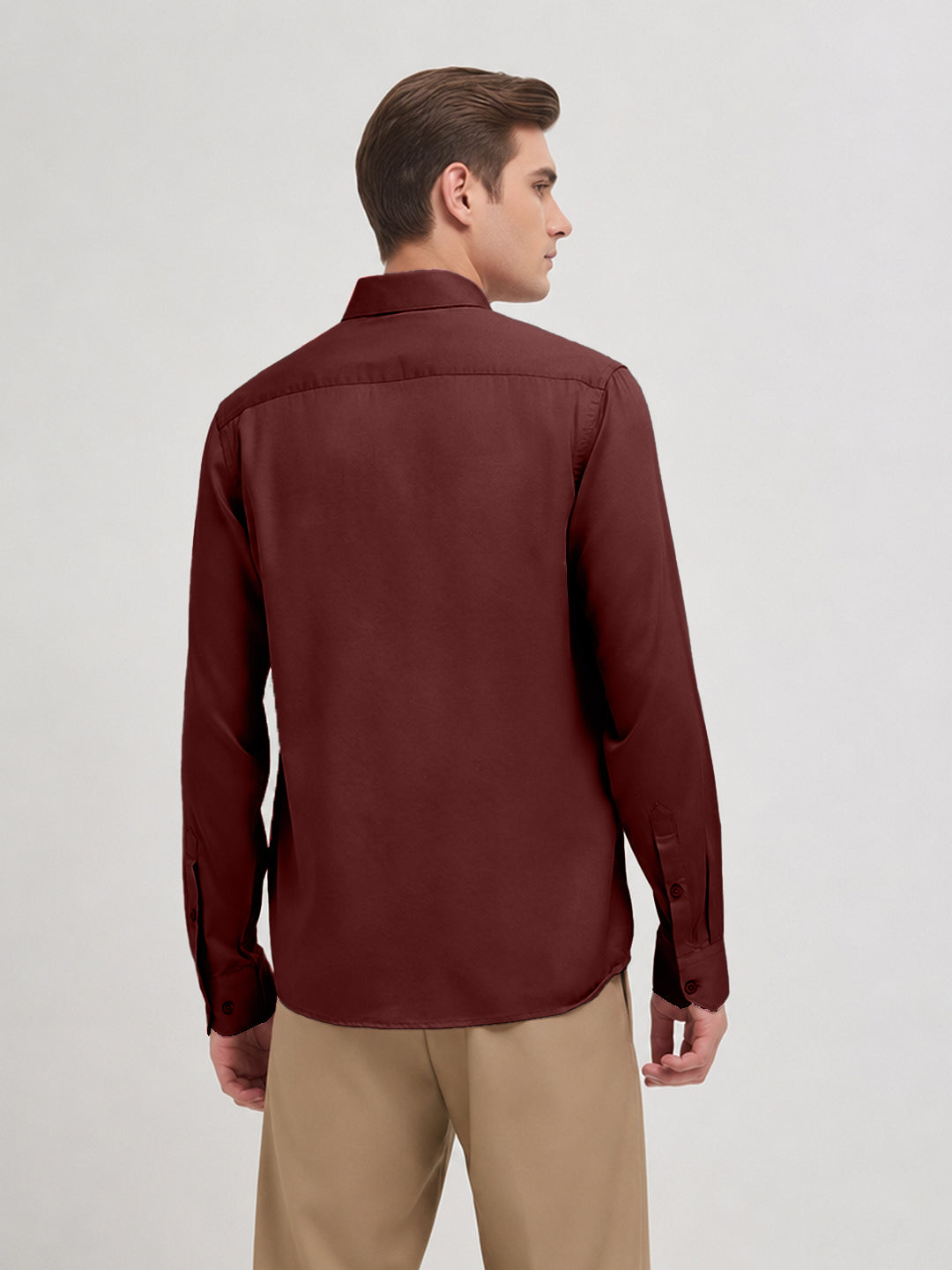 Royal Maroon Plain Casual Shirt