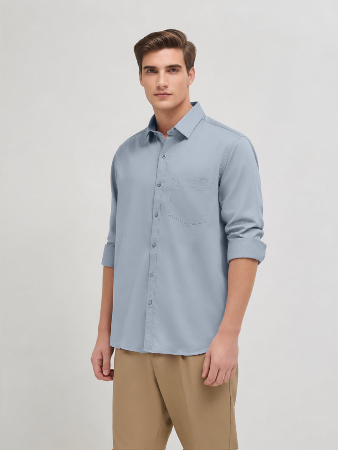 Hazy Blue Plain Casual Shirt