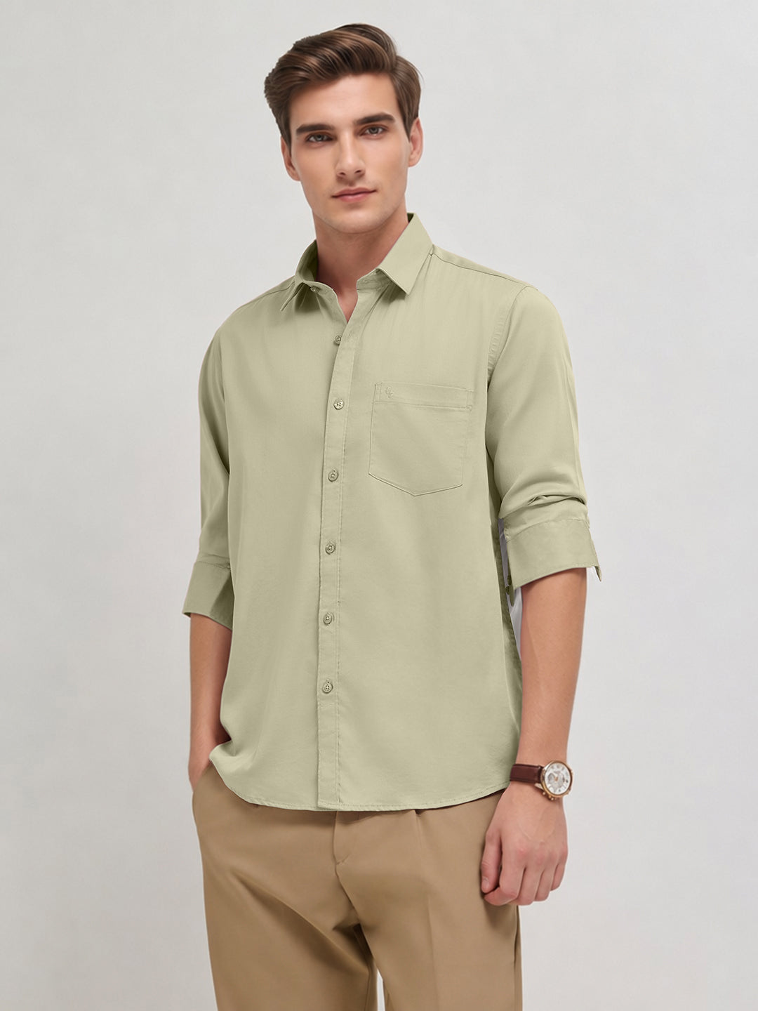 Frosted Sage Plain Casual Shirt