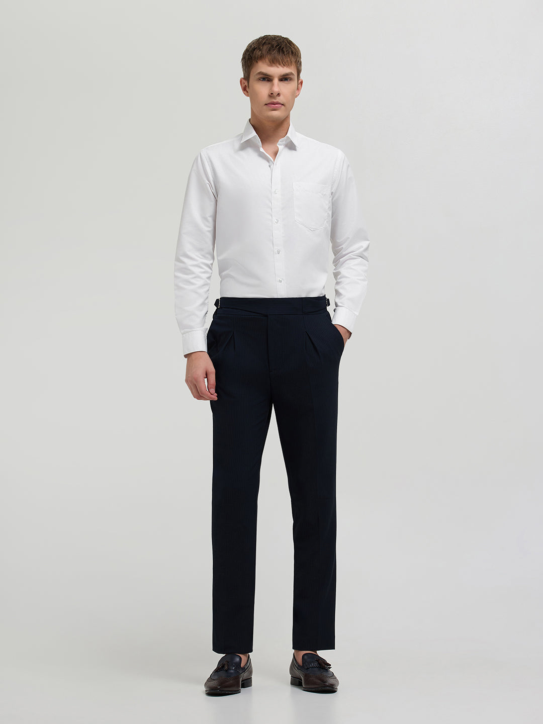 Crystal White Tonal Texture Formal Shirt
