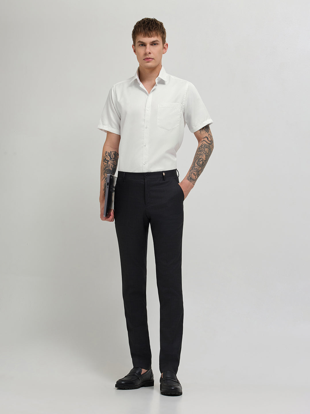 White Micro Diamond Formal Shirt