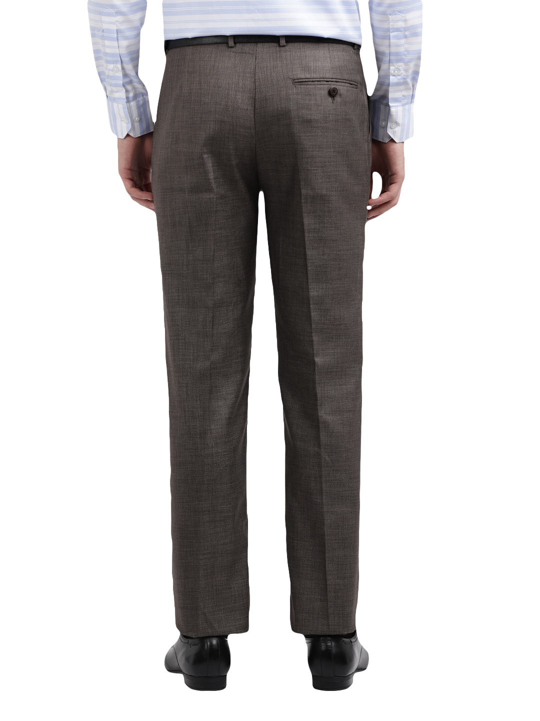 Model wearing Clarke Gable's Grey Relax Fit Trousers in a casual setting