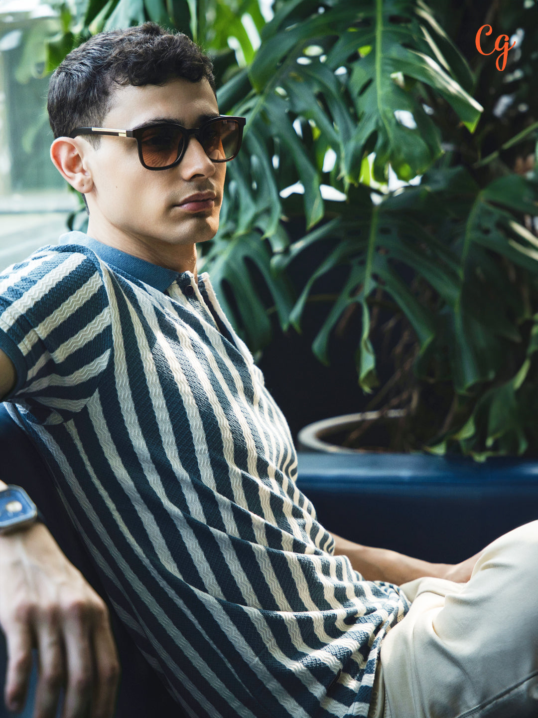 Blue Stripes Polo T Shirt