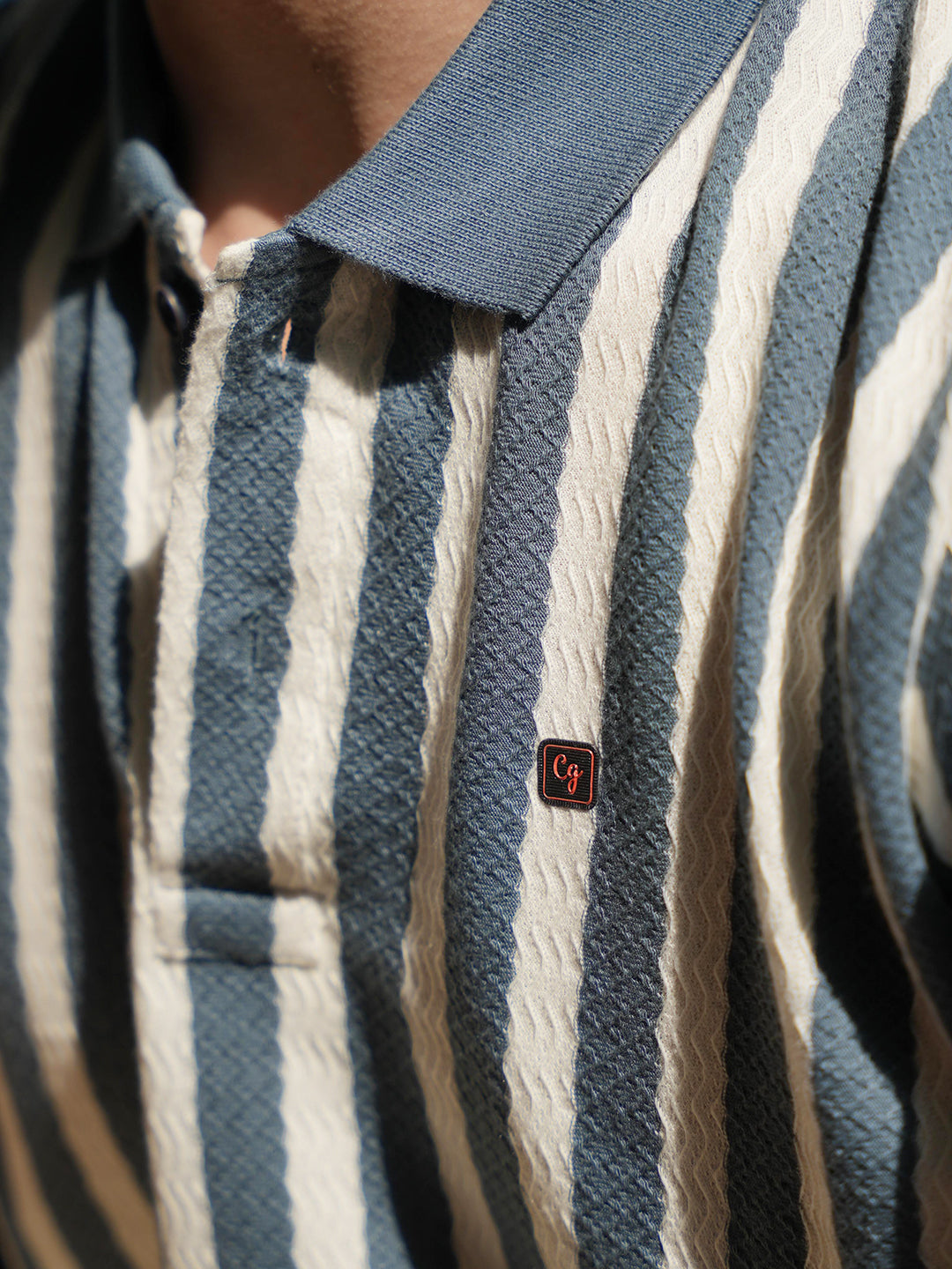 Blue Stripes Polo T Shirt