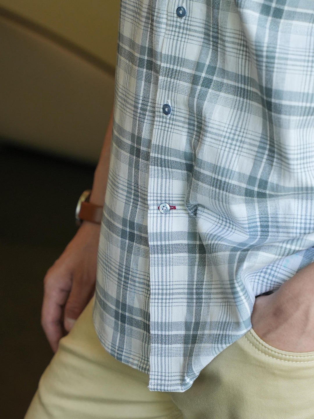 Light Blue Checked Casual Shirt