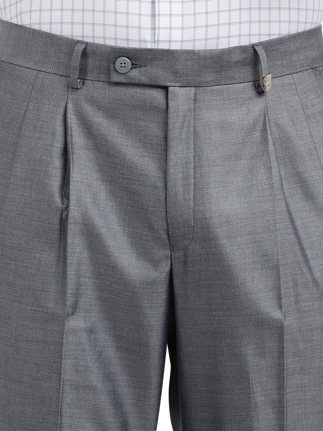 Model wearing Clarke Gable's Light Grey Relax Fit Trousers in a casual setting