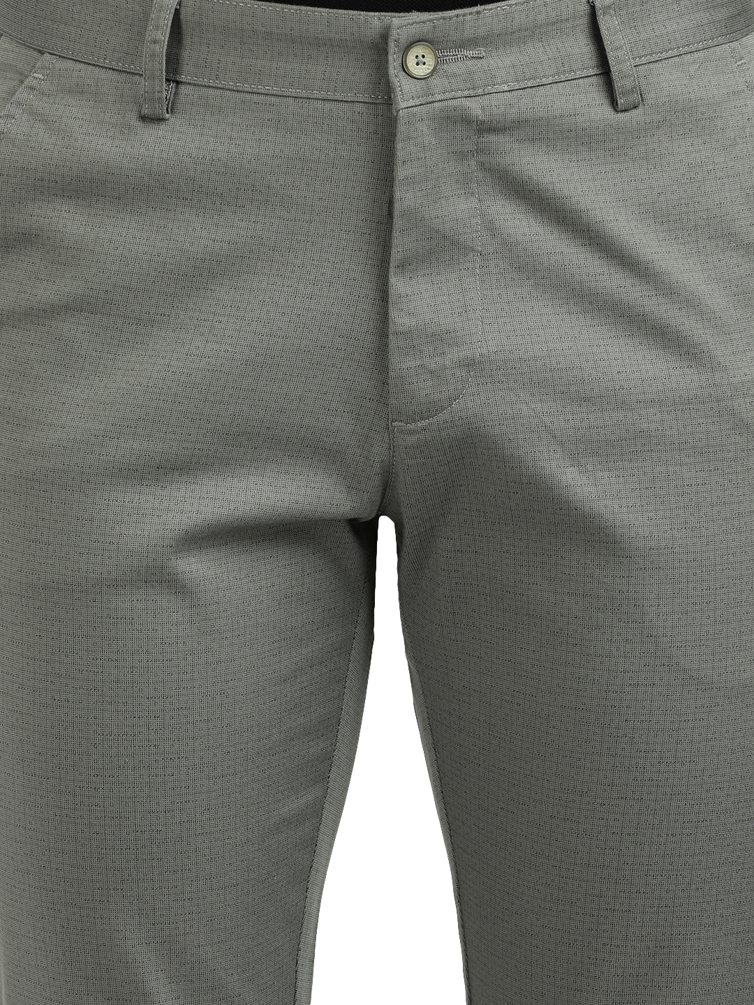 Model wearing Clarke Gable's Light Pista Custom Fit Trousers in a casual setting