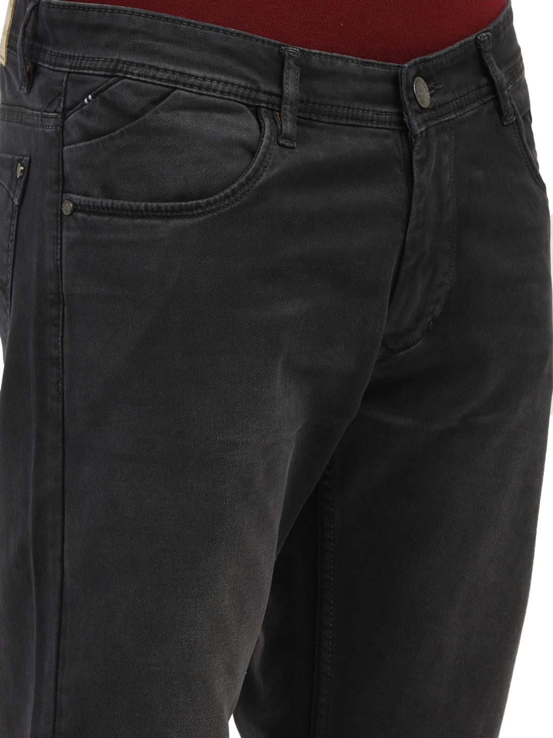 Model wearing Clarke Gable's Marvels Grey Skinny Fit Jeans in a casual setting