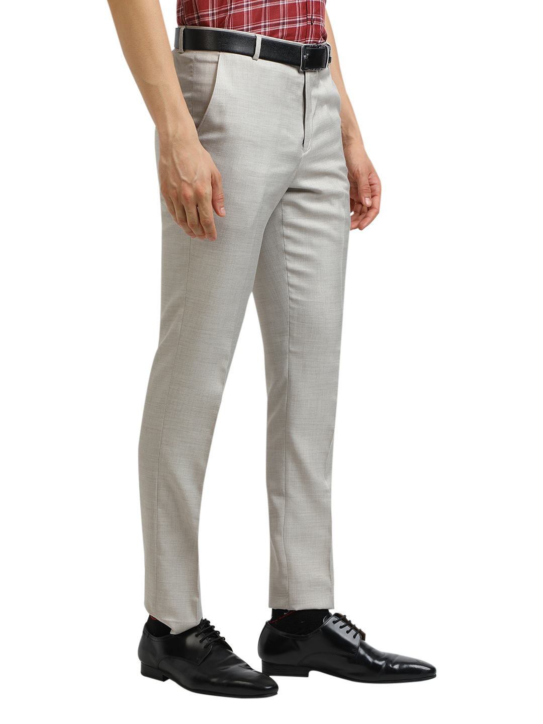 Model wearing Clarke Gable's Off-White Casual Fit Trousers in a casual setting