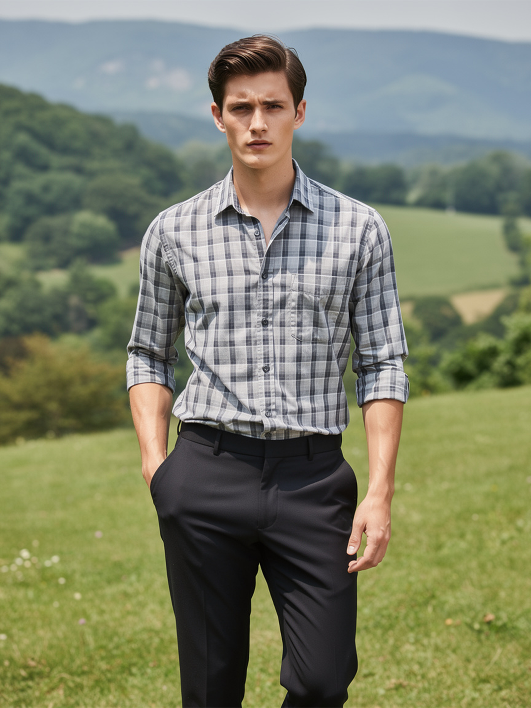 Black Checked Casual Shirt