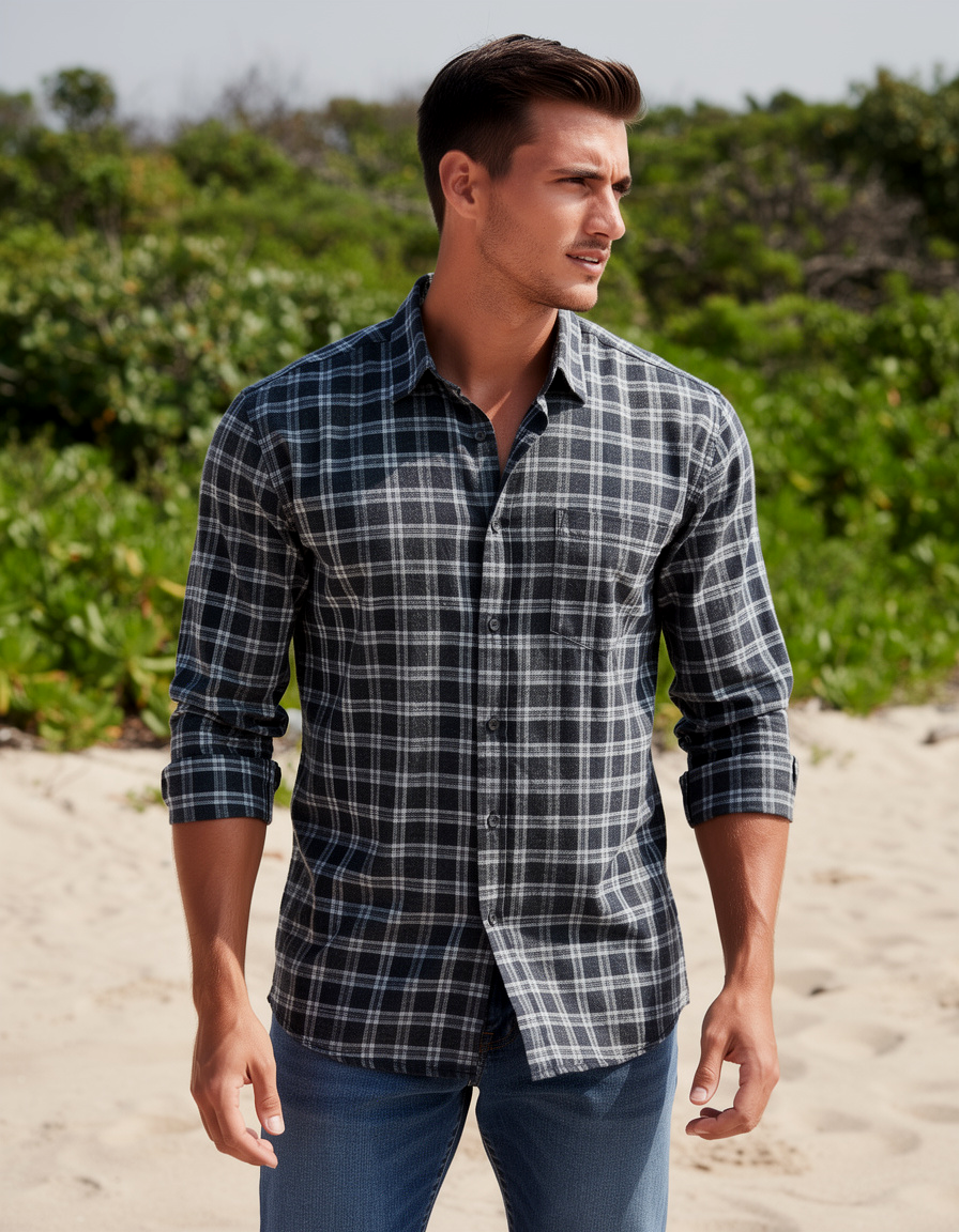 Carbon Black Checked Casual Shirt