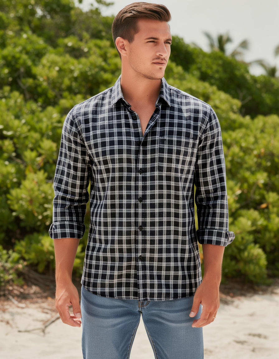 Carbon Black Checked Casual Shirt