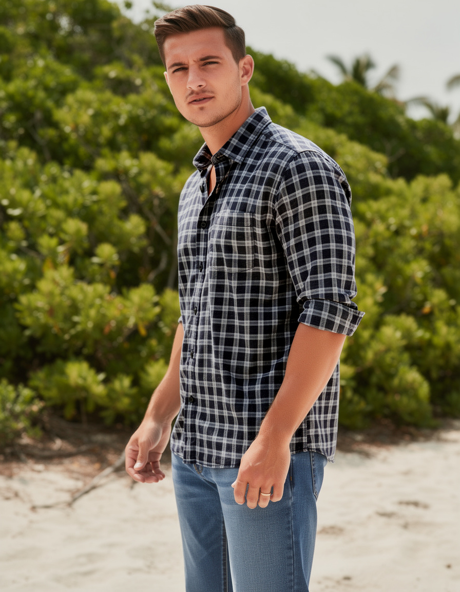 Carbon Black Checked Casual Shirt