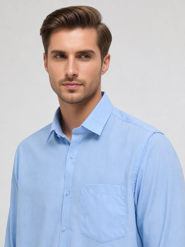 Light Coastal Blue Plain Formal Shirt