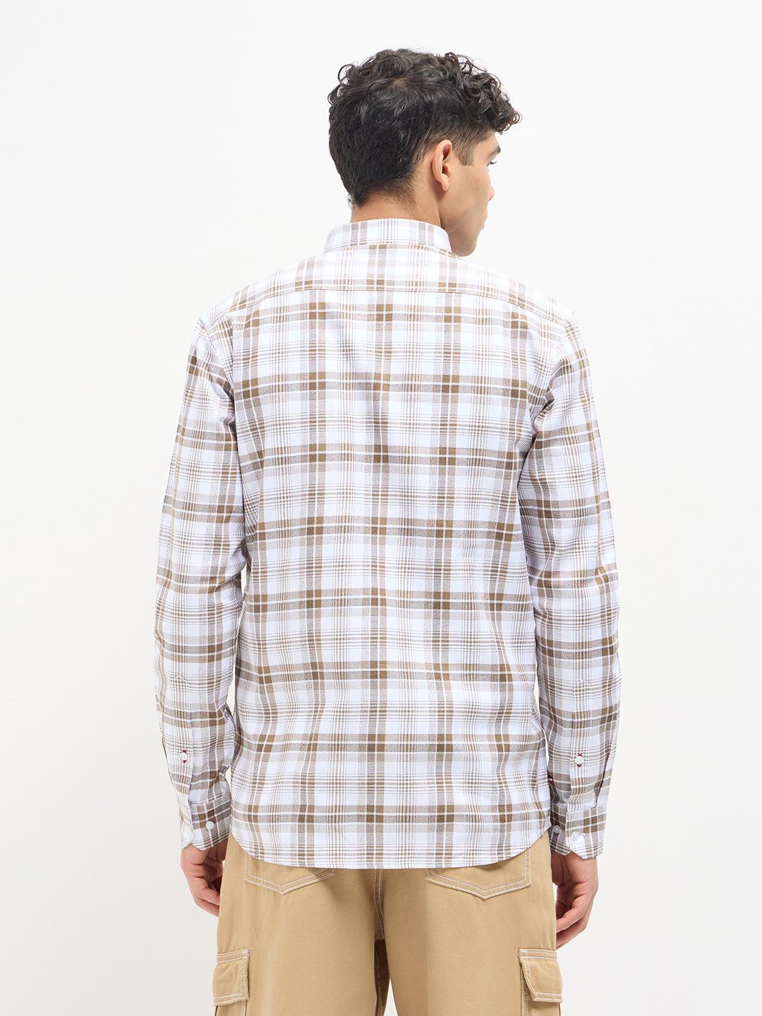 Light Brown Checked Casual Shirt