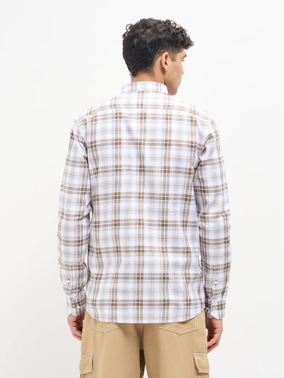 Light Brown Checked Casual Shirt