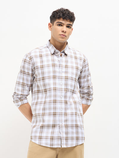 Light Brown Checked Casual Shirt