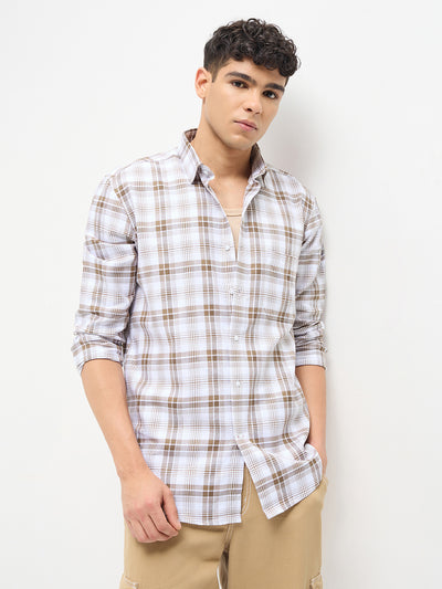 Light Brown Checked Casual Shirt