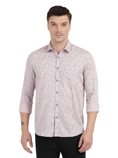 Beige with Black Printed Casual Shirt